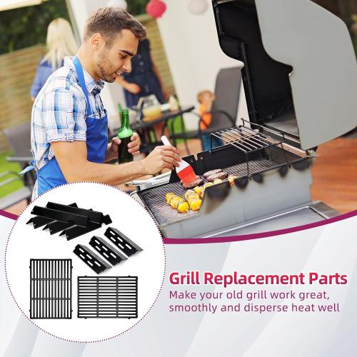 2 Pack Cast Iron Grate With 5 PCS Flavorizer Bars 3 Pcs Heat Deflector For Weber Genesis 2 Grill,for Weber Genesis ii 300 Series,Replacement For Weber Genesis ii E-310 E-315 E-325 E-330 E-335 S-310