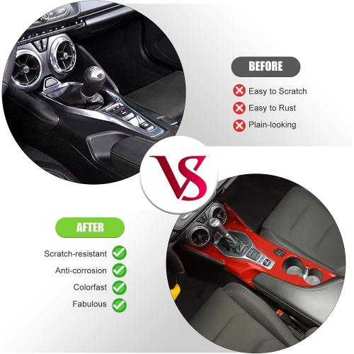 CheroCar Center Console Gear Shift Panel Trim Cover Interior Decoration for Chevrolet Camaro 2016  (Red)