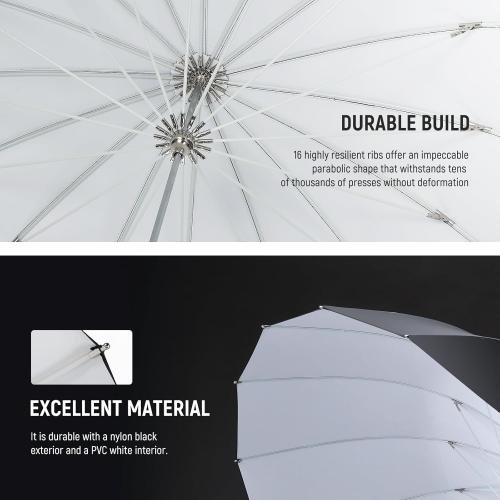 NEEWER 71/180cm Parabolic Reflective Umbrella Photography with White Inner, Soft Lighting with Diffuser Cover, Bag, Quick Fold for Camera Photo Studio Video Light Shooting Monolight Flash, NS4U