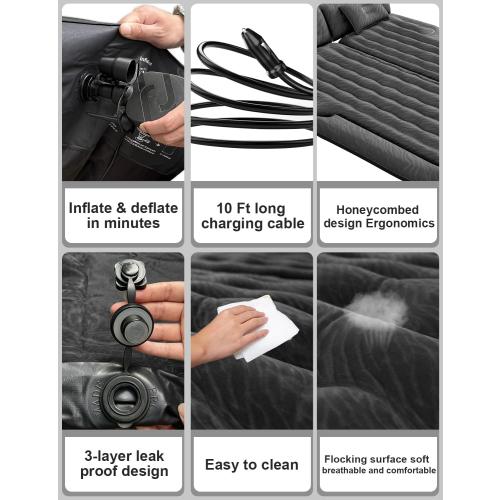 Umbrauto SUV Air Mattress for Car Camping, Leakproof & Quick Inflation Sleeping Airbed, Fits Most Compact, Mid-Size & Full-Size SUV Trunks for Road Trip Travel