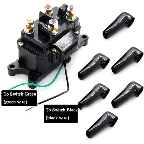 KanSmart Winch Solenoid Relay Contactor 12V 250A Winch Relay Thumb Truck for ATV UTV Boat 4x4 Vehicles 3000-5000lbs Winch with 6 Protecting Caps - Replacement 63070 62135 74900 2875714 70715