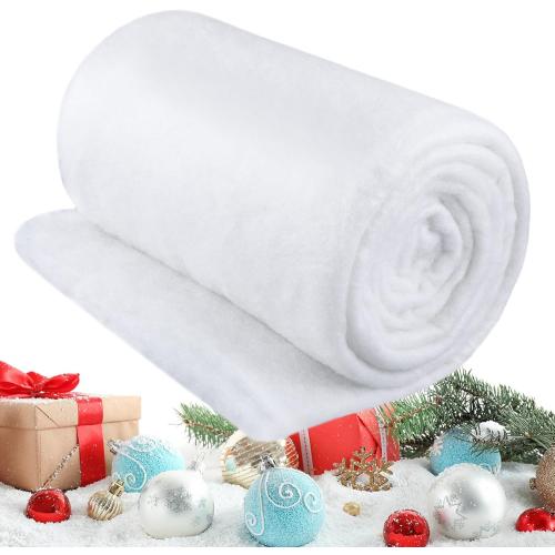 Tondiamo 1 Pack 5 ft x 10ft Christmas Snow Blanket Roll for Christmas Decorations Village Large Fake Artificial Snow Blanket Winter White Mat for Xmas Shop Store Supermarket Display Photo Prop Decor