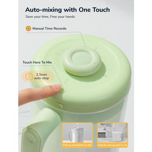 Electric Formula Pitcher, 36 oz Baby Formula Mixing Pitcher, Automatic Baby Formula Mixer, Bidirectional Stirring Breastmilk Pitcher, Locking Lid Smooth Formula Maker Milk Storage for Fridge(Green)