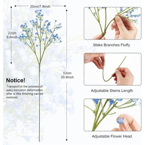 N&T NIETING 10Pcs Babys Breath Artificial Flowers Bulk Faux Flowers, Blue
