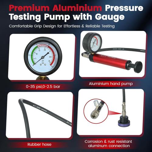 WNZ 15PC Coolant Pressure Tester Kit, Radiator Cooling System Pressure Tester Kit, Radiator Pressure Tester Kit