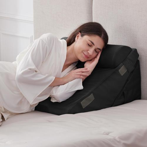 3PCS Soze 9&12 Color Black Wedge Pillow Set for After Surgery, Adjustable 9&12 Inch Bed Wedge Pillow for Sleeping, Incline Pillow Wedge for Headboard, Post Surgery, Acid Reflux, Neck&Back Support, Black
