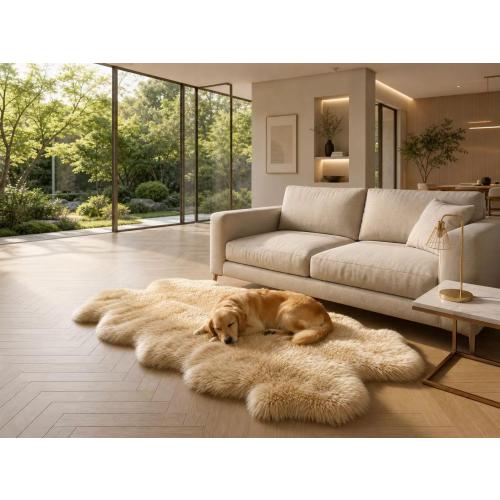 Sheepskin Rug, Fluffy Shaggy Area Rug, Super Soft 48‘’ x 72‘’ Sheepskin Hair Rug, Plush Rug, Decorative Rugs for Bedroom, Children's Room, Living Room (Khaki Camel, 48‘’×72”)