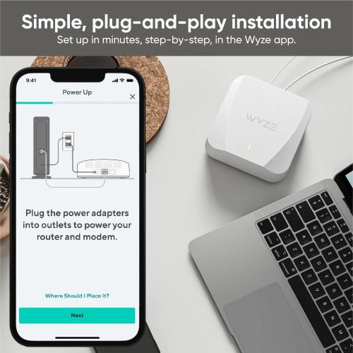 Wyze AX3000 Dual-Band Wi-Fi 6 Mesh Router System, Covers up to 1500 Sq. Ft, 50  Devices, Replaces Router and Extender, Supports Wired Backhaul, 2X 1 Gbps Ports - 1 Pack