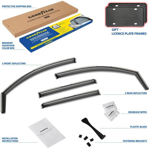Goodyear Shatterproof in-Channel Window Deflectors for Nissan Titan 2017-2024 Crew Cab, Rain Guards, Window Visors for Cars, Vent Deflector, Car Accessories, 4 pcs - GY007984