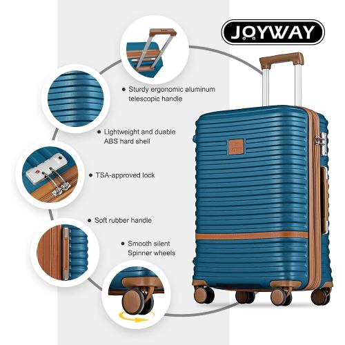 Joyway Carry On Luggage 20 Inch Expandable Suitcase with Spinner Wheel, 3 Piece Hard Shell Luggage Set with TSA Lock(Navy Blue)