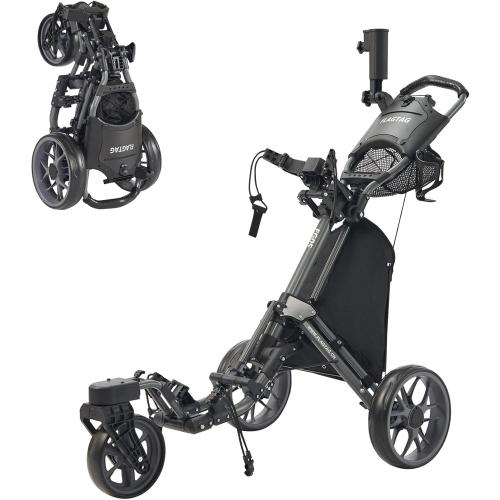 FLAGTAG Golf Push Cart 3 Wheel with 360 Swivel Front Wheel,Lightweight and Foldable Walking Golf Cart，One-Click Foldable,with Foot Brake