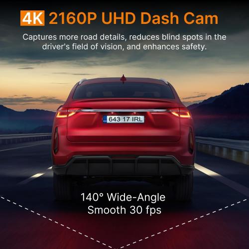 Miofive Dash Cam Front – 4K UHD Dash Camera for Cars, Built-in Bluetooth, 5G Wi-Fi, GPS, 3 IPS Screen, Night Vision, 140° Wide Angle, HDR, 24-Hour Parking Mode, G-Sensor(S1)