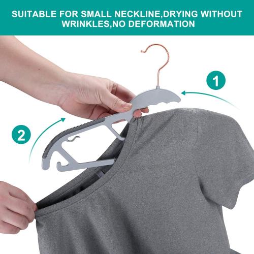 TIMMY Slim Plastic Hangers Non-Slip, 0.2in Ultra Thin Space Saving Closet Organizers, S-Shaped Design for Round Neck Shirts/Sweaters, Heavy Duty Hangers 50 Pack