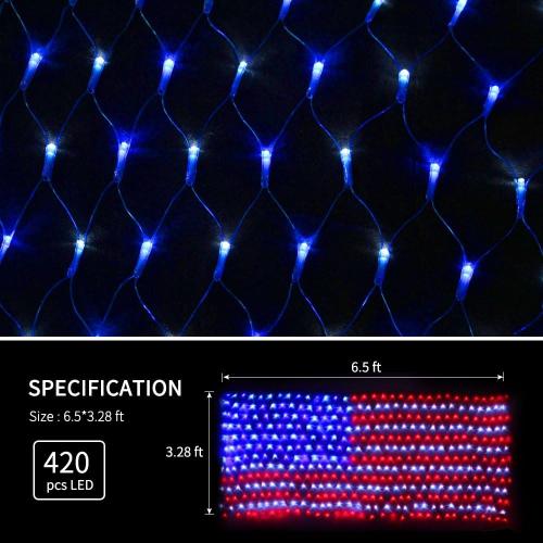 XTF2015 Led Flag Net Lights of The United States, Waterproof American Flag String Light for Christmas, Festival, Holiday, Independence Day, Memorial Day, Decoration, Garden, Yard, Indoor and Outdoor
