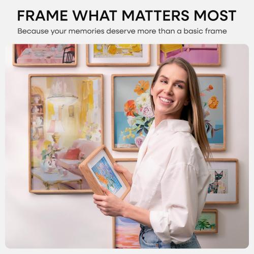 Homeforia 12x17 Picture Frame Natural Wood, Mortise & Tenon Light Oak 12 x 17 Frames with Mat 10 by 15 for Wall, 12by17 Wooden Poster Frame Matted to 10x15 inch Art, Tempered Glass, Wall Kit, Set of 1