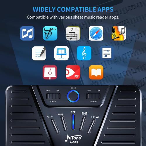 AITONE Wireless Page Turner Bluetooth Foot Pedal Music Page Turner for iPad Tablets Android ios Phones Piano Keyboard Compatible with Various Music App (A-SP1)