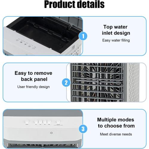 Water AC Unit, 8.5gal Water Tank, 120° Oscillation with 7H Timer and 3 Cooling Modes, Evaporative Cooler for Home, Office & Garage Use