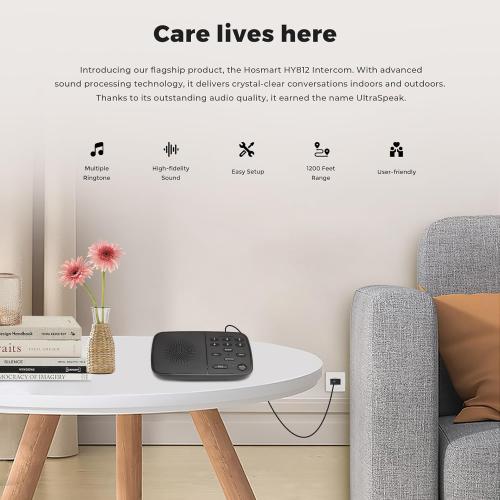 Hosmart UltraSpeak Pro Intercoms Wireless for Home, Two-Way Real-time Intercom Full Duplex Wireless Intercom System for Home Use, Clear Sound House Intercom System for Business with 1200 Feet Range