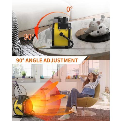 Buyplus Electric Space Heater - Outdoor Heater with Super Long Cord, Overheat Protection, Heaters Heat Up in 2 Seconds, 3 Modes, Small Fan Heater Tent Ceramic Space Heater for Patio, Amber