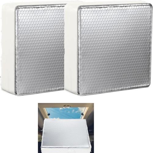 2 Pack RV Vent Insulator RV Skylight Cover with Reflective Surface Universal Camper Skylight Shade for Vent Inside Camper Trailer (2 pack 14 * 14 * 3)