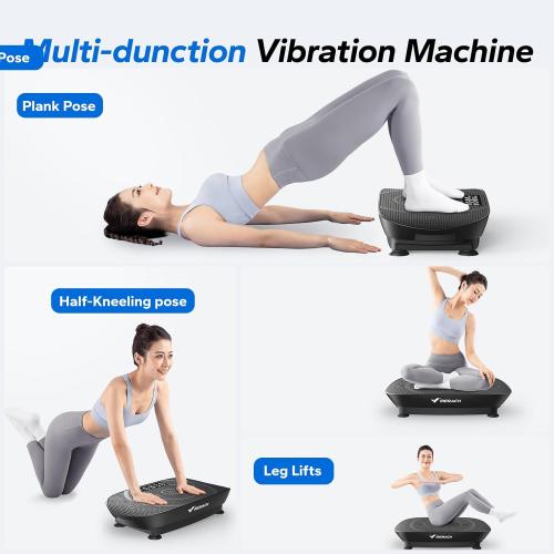 Color Black MERACH Vibration Plate Exercise Machine, Whole Body Workout Equipment for Women, Bluetooth and Silicone Pedal, Vibration Plate with Auto Mode, Vibrate Fitness Platform for Home