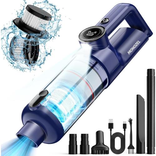 Handheld Vacuum Cordless - Car Vacuum Cleaner with Brushless Motor, 15000Pa Strong Suction with LED Light, Type C Cable, 2 Fliters, Portable Hand Vacuum for Home, Pet and Car