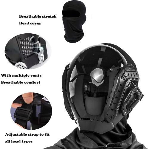 Punk Mask Helmet Futuristic Mask Techwear Mask Cool Mask Gothic Mask Halloween Cosplay Costume Mask Suitable for Any Adult (DG-JC)