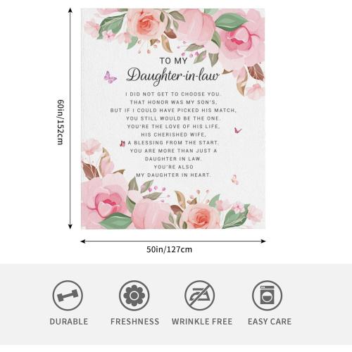 Daughter in Law Gifts Throw Blanket 60X50, Best Birthday/Wedding Gifts for Future Daughter in Law