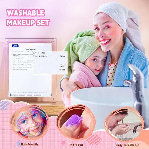 Kids Makeup Kit for Girls - Girls Makeup Kit Toys, Real Washable Cosmetic Set with Storage Case, Kids Play Makeup Set for Christmas Birthday Gift 3 4 5 6 8 10 11 12  Years Old, Pink