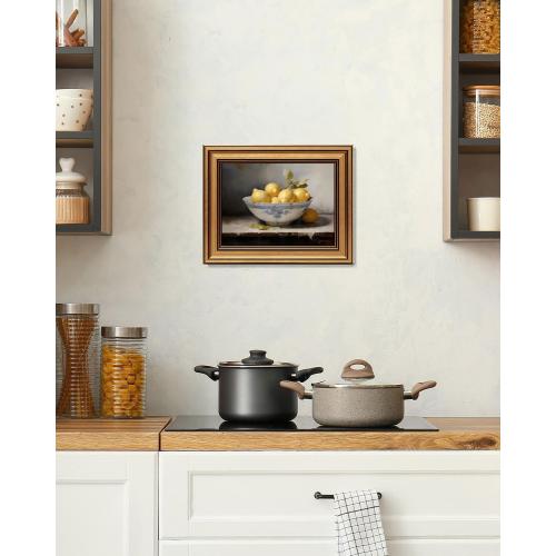 Gold Framed Wall Art Vintage Lemons Still Life Canvas Art Farmhouse Fruits Picture Wall Decor Antique Prints Rustic Kitchen Paintings Country Artwork for Bedroom Bathroom Living Room 8x10 Inch