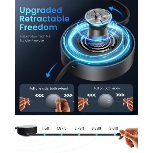 CAFELE 100W Multi Charging Cable, 6-in-1 Retractable USB C Cable, 5A Fast Charger Cord for Multiple Devices with Type C/L/Micro Ports for Phone 17 16 15 14 Pro Max, S24/S23, MBook, Pad (3.6ft)
