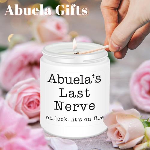 Abuela Gifts,Gifts for Grandma from Granddaughter Grandson, Christmas, Birthday, Mother and Grandparents Day, Scented Candles, Abuela’s Last Nerve