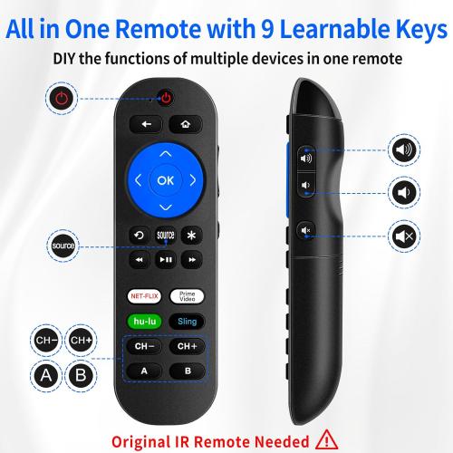 Programmable Remote for Roku Ultra Remote Replacement with Volume Key - Replacement Remote for Roku Ultra LT 4K Remotes with Extra 9 Learning Keys, 2 Pack (Not for Stick)