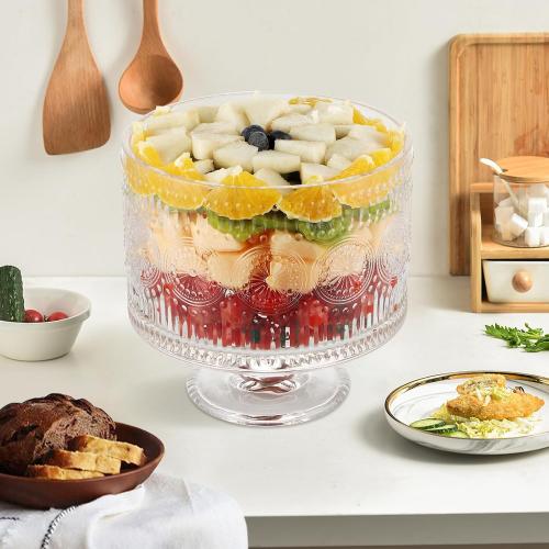 MOLIGOU Glass Trifle Bowl, 110 oz Trifle Bowl with Pedestal, Trifle Serving Dish for Layered Dessert, Fruit, Salad