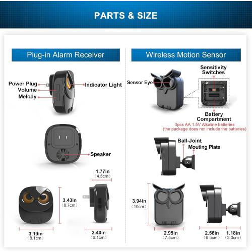 Driveway Alarm- 1/2 Mile Long Range Wireless Driveway Alarm Outdoor Weather Resistant Motion Sensor&Detector-DIY Security Alert-Monitor&Protect Outdoor/Indoor Property - 1 Receiver and 2 Sensors