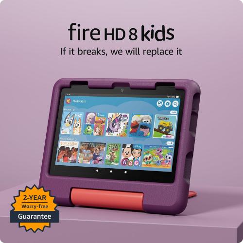 REFURBISHED ❗❗Amazon Fire HD 8 Kids tablet  ages 3-7. With bright 8 HD screen. Includes ad-free and exclusive content, parental controls and 13-hr battery, 32GB,