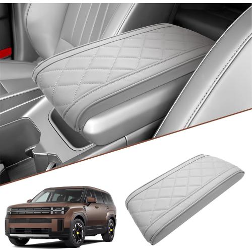 SKTU 2024 2025 Santa Fe Center Console Cover Compatible with 2024 2025 Hyundai Santa Fe Armrest Cover Hyundai Santa Fe 2024 2025 Accessories Santa Fe Hybrid Center Console Cushion (Beige)