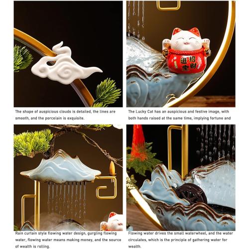 Tabletop Fountain Lucky Water Fountain Ornaments Chinese Aromatherapy Stove Lamp Ring Home Decor Housewarming Opening Gift (Color : Stone Grinding Models, Size : B)