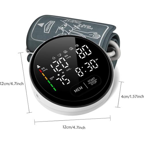 Blood Pressure Monitor Upper Arm Automatic Monitors for Home Use Adjustable 8.7-16.5 Cuff Voice Broadcast Large Backlit Display 240 Sets Memory with Storage Bag