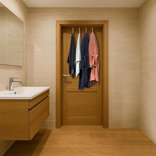 Over the Door Hooks 4Pcs L=5.5 Fit 1 3/8 Door Steel with White Rubber Coating Hanging Towel Robe Clothing Hanger for Bathroom Room Wreath Ironing Board Holder Cute Thin Single Heavy Duty