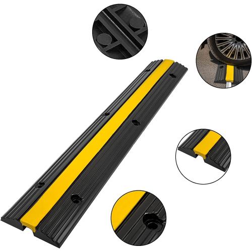 CXRCY Cable Protector Ramp 4 Pack of 1-Channel Rubber Hose Ramp, 22046Lbs Capacity Heavy Duty Speed Bumps Hose Cord Protector Ramps for Driveway&Outdoor/Wire/Hose/Pipe Hider