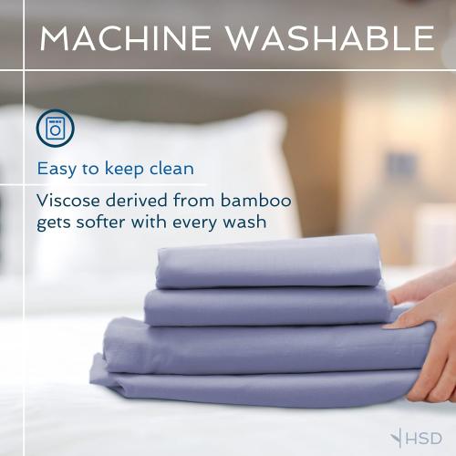 Hotel Sheets Direct 4 Piece Bed Sheet Set Queen Size, 100% Viscose Derived from Bamboo Sheets Set with 2 Pillowcases, Cooling & Breathable Luxury Bedding, Moisture-Wicking & Silky Soft Texture, Sand