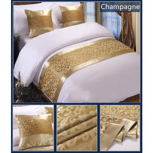 Twelve Champagne Bed Scarve Runner Bedding Scarves for Home Hotel Decorations Single, 50x180cm for 120cm bed