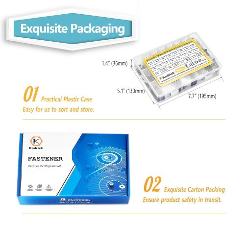 Kadrick Metric Screw Assortment, 2000PCS Metric Bolt Assortment Kit M2 M3 M4 M5 Machine Screws with Lock & Flat Washers, Grade 10.9 Alloy Steel Hex Socket Button Head Black Screws Nuts and Bolts Kit