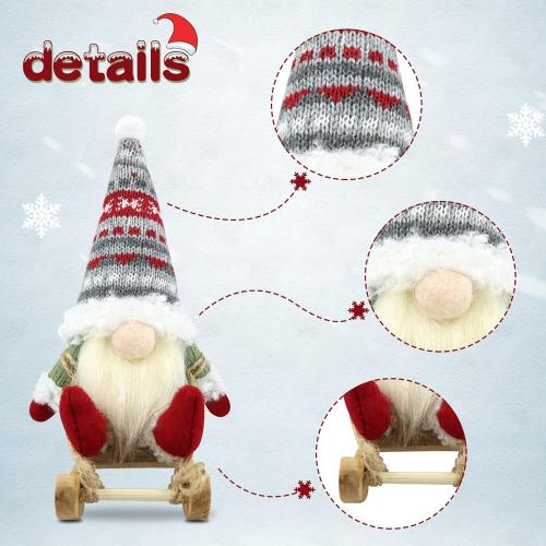 Gehydy Christmas Gnomes Decorations Set of 3 Mini Gnomes Ski with Sled Handmade Scandinavian Tomte Knomes Nomes Santa Xmas Decor for Home Kitchen Farmhouse Tiered Tray