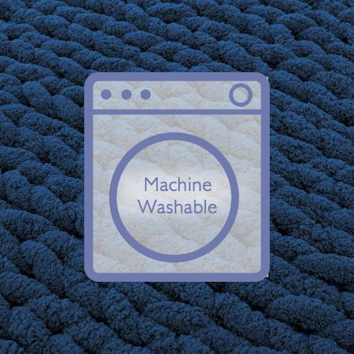 Bigacogo Chunky Knit Throw Blanket for Couch, 40x40 inches, 100% Hand Knitted with Thick Jumbo Chenille Yarn, Cozy Soft Large Rope Knot Cable Crochet Blankets for Sofa Bed Living Room, Navy Blue