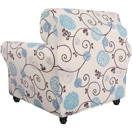SearchI Stretch Sofa Cover Printed Couch Covers, Floral Pattern 2 Piece Armchair Slipcover with Separate Chair Cushion Cover, Washable Furniture Protector for Living Room(Armchair, Ball Flower)