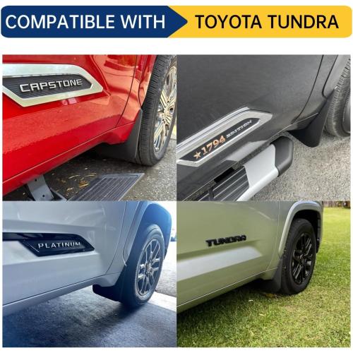 Mud Flaps for Toyota Tundra 2022-2026 No-Drill Splash Guards Set of 4 | All-Weather Front & Rear Mudguards | Fits SR5/Limited/TRD Pro (Excludes SR Models)