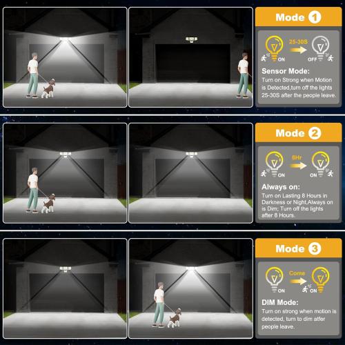 Tuffenough Solar Outdoor Lights with Motion Sensor - 2500LM Bright 4 Heads LED Security Flood Light with 2 Sensors - 3 Modes Solar Powered Detected Wall Lamp Fixtures Waterproof for Outside Yard