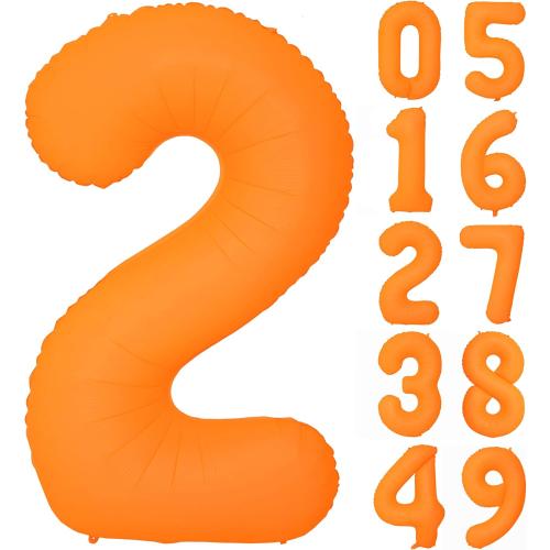 40 IN Orange Birthday Number 2 Balloon Fluorescent Orange Foil Balloon | For 2th Boys Girls Fluorescent Neon Glow In The Dark Themed Birthday Wedding Baby Shower Party Decorations Supplies